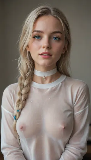 Electrifying entrance: the night belonging to a young vixen in a transparent sweater