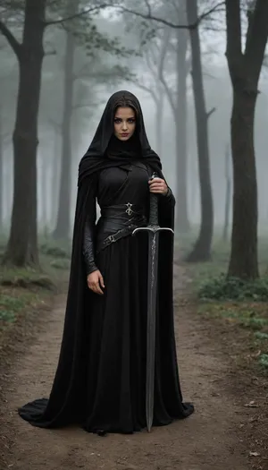 Nazgul women with black sword, full body view, ((fertille body)), <lora:Nazgul:.8>, Photography, stvmccrr, style, <lora:stvmccrr:.8>, <lora:580159_training_data:.8>, <lora:add-detail-xl:.8>, lotr, hoblotr, <lora:LordoftheringsSTYLE_sdxl_lora:.8>