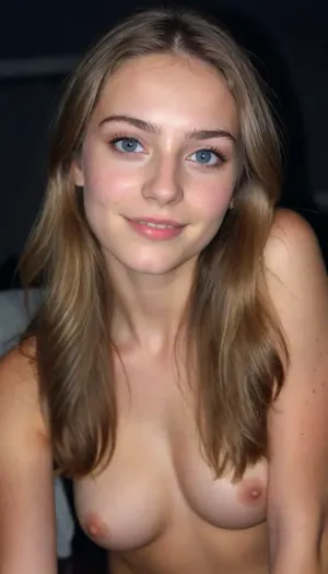 (((Dark Room))), (((little lighting))), (((Night time))), (((camera flash))), light off, (harsh flash:1.2), (((Amateur Photo))), (((candid Photo:1.3))), (Teen:1.3), (shot on an iphone:1.3), 18 year old fashion model in 1970, 1970 fashion, 1970 decor, 1970 hair style, amateur Polaroid instant photo, night time dark room, lights off, bad lighting, flash photography, intimate pose, shy smile, long hair covering breasts, blue eye, dark eyebrows, perfect eyes, highest quality, insanely detailed photo, masterpiece, detailed skin texture, chubby