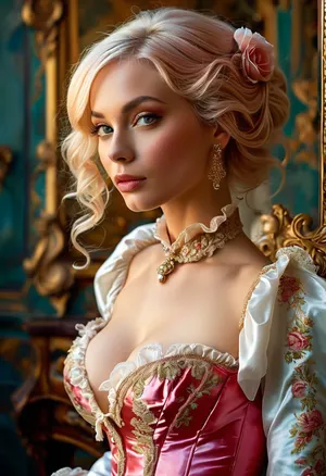 View side from front, (High resolution), perfect face, ultrarealistic face, (elegant glamorous transparent shiny cosplay, rococo color palette, by Magali Villeneuve, fully transparent shiny clothed, sexy, aesthetic, trending on pintrest, powdered wig, women:1.2), profile picture, 1800s painting, elegant glamorous transparent shiny cosplay, Mother and daughter, (yuri), (1young girl 18y.o., 1woman milf 46y.o), rococo color palette, style of Frank De Mulder, painting of sexy, aesthetic, trending on pintrest, powdered wig, a painting of a women, naked nami from One Piece, 20 years old, far side view, lies on his back, looking at viewer, choker, mouth, lips, beautiful light eyes, (very beautiful, natural, perfect titts), gigantic large breasts, wasp-thin waist, white long gloves, nipples, nude, spread wide legs, high heels, (show shaved, pink, juisy, puffy pussy, Inner labia), garter belt, white stockings, (ritualistic), (masterpiece, quality:1.2), <lora:MJ52:.8>