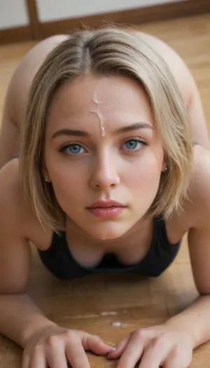 ((42 year old bitch)), 4girl, perfect lighting, Summer, Warm light, ultra realistic, 8k resolution, ultra-detailed, professional photography, dutch, enormous upturned nose, blonde hair, ((insanely short straight bob haircut)), light blue eyes, horny eyes, big eyes, chubby face, detailed eyes, high resolution eyes, high quality eyes, wide hips, perky tits, long bright blonde hair, messy, girls do yoga, Face to the floor, on the floor, wearing hipster bottom, view from behind, Doggystyle, cum on forehead, face down, Detailed, natural, skin, and, blemishes, without-makeup, acne, <lora:rearpussy-xl-1.0:.5>