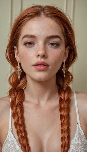 masterpiece, award winning photo, detailed face, realism, passion, lust, ultra realism, UHD 8K, extreme realism, maximum detail, realistic face features, sexy ginger hair girl with pale skin and freckle's, twin braids, <lora:add-detail-xl:.8>, <lora:SDXLHighDetail_v6-000005:.8>, <lora:568214_training_data:.8>, ridingsexscene, <lora:ridingsexscene_lora_01-i4:.8>