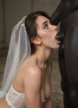 A pale, side view, white shy cute Iranian woman slut bride in a torn and dirty wedding dress lies on the dirt floor, (((cum on her hair))), ((Balls Deep Deepthroat)), ((heaby cum facial)), after sex, 10 black skin giant brut. monster black skin men, very very thick black penis, cum drenched, cum drippings, ((cum glazing her face)), unconscious, (((her entire body bruised))), and a, (((large amount of semen visible all over her body))), Only giant black dicks., <lora:Adjust_SDXL_v3.0:.8>, <lora:754990_training_data:1.6>