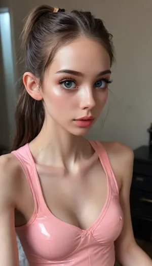 (standing on feet:1.5), (((face chest hips pussy))), (photo taken in class), (((narrow low face))), (narrow waist:1.4), super realistic, perfect lighting, (best shadow), 8K, UHD, clear image, (best lighting), highest quality, super detailed images, fine details, high definition, 8k, (skinny:1.9), european-american, (((young petite girl))), (((18 years old))), ((detaled bright blue eyes)), (brown hair), (((long high warrior ponytail))), (((blush))), (very oiled skin:1.9), tt_flat, BJ_Oxygen, krnpp, (makeup:1.5), (((lipstick))), ((((best selfie pose)))), ((((big long thick black eyelashes)))), (((slender athletic body))), (((side view))), thighhighs, <lora:Oxygen girl_SDXL1.0:.2>, <lora:karina_sdxl_v10:.3>, <lora:add-detail-xl:1>, <lora:Midjourney Image Enhancer XL v1:1>