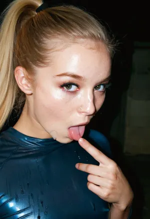Beautiful extremely junior 18 year old girl. Petite. Perky tits. Top model face, freckles, blue grey watering eyes. Black eyeliner. Heavy bronze eyeshadow. BREAK
Fully clothed in skintight, long sleeved party dress. Brown eyes, realistic eyes. Mouth wide open. She points to her mouth with one finger. Sultry expression. Tousled blond hair, high ponytail. Eye contact, (sultry), confident. Petite, athletic, sweaty. Photorealistic. Viewer at eye level, close up. In a poorly lit, rundown basement of a derelict building. Close up, 35mm SLR, 50mm f/1.8 lens, Kodak Portra 400 color film. Nostalgic, film-grain aesthetic. Slight warm-toned color palette, with an overall underexposure of 1-2 stops to accentuate the darkness and isolation of the environment. Close-up on face. Soft backlight. Look, at, my, prompts.