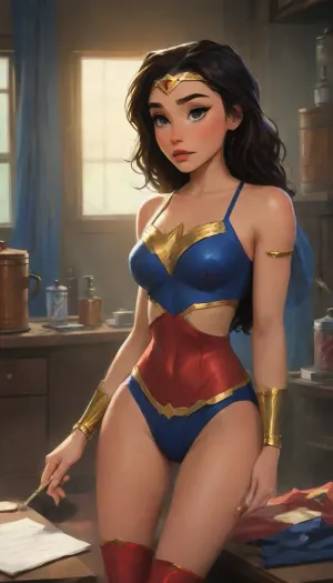 Ultra detailing, Chainsaw Man style, High-end Log Cabin, Bedroom, No lights, Dark room, night, (African Supergirl And Greek Wonder Woman:2), Messy bedroom, beer cans everywhere, (2girls:1.5), 1man, 2friends, couples, laying down, handjob, looking down, masterpiece, best quality, highly detailed, threesome, double handjob, forced handjob, ("Madison Beer" as Wonder Woman:1.5), and, ("Tyla" as Supergirl:1.5), (Wonder Woman mature age 28 from DC Comics:1.5), (Wonder Woman is a golden-Brunette, bright-hazel-eyed adult woman with a voluptuous-hourglass-thick-athletic built figure with washboard abs:1.5), (Supergirl young age 23 from DC Comics:1.5), (Supergirl is a platinum-blonde, bright-blue-eyed young woman with a rather thin skinny voluptuous-yet-lean built figure:1.5), intricate outfits, femdom, viewer is restrained, perfect body, accurate body, perfect ass, Detailed face, detailed body, seducing, Facing viewer, Blush, Standing over viewer, Supergirl on the side of viewer, Supergirl teasing, handjob motion, Supergirl holding the viewers base of the cock, detailed ass, Viewer laying on back, Wonder Woman on the side of the viewer, Wonder Woman holding middle of the viewers penis in one hand choking the viewers neck with other hand, viewers massive mature brown cock, wet bodies, sweaty bodies, saliva, drooling, laughing, teasing, pov, highlydetailedbody, realisticface, highlydetailedhair, insanelydetailed, 8K.highdetailedskin, highresolution, perfectfingers, (j_cartoon:1.5), Drawing., Wonder Woman, uberfit, muscular, athletic, <lora:Madison_Beer_2024_SDXL_JugX_trigger_m4d1s0n-000066:.5>, DCEU, Supergirl, Snyder, Style, tyxla, <lora:tyla_juggerX_xl_1_st_wocap-tyxla-000086:.5>, <lora:samdoesarts1.1-000030:.4>, <lora:J_cartoon:.3>, <lora:Animated_Concept:.4>