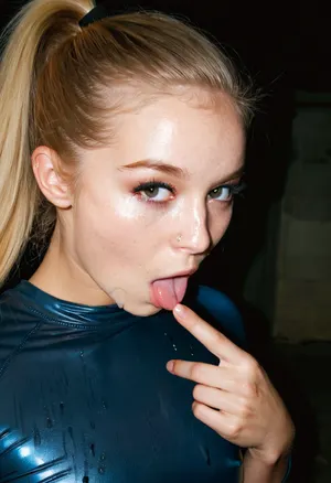 Beautiful extremely junior 18 year old girl. Petite. Perky tits. Top model face, freckles, blue grey watering eyes. Black eyeliner. Heavy bronze eyeshadow. BREAK
Fully clothed in skintight, long sleeved party dress. Brown eyes, realistic eyes. Mouth wide open. She points to her mouth with one finger. Sultry expression. Tousled blond hair, high ponytail. Eye contact, (sultry), confident. Petite, athletic, sweaty. Photorealistic. Viewer at eye level, close up. In a poorly lit, rundown basement of a derelict building. Close up, 35mm SLR, 50mm f/1.8 lens, Kodak Portra 400 color film. Nostalgic, film-grain aesthetic. Slight warm-toned color palette, with an overall underexposure of 1-2 stops to accentuate the darkness and isolation of the environment. Close-up on face. Soft backlight. Look, at, my, prompts.