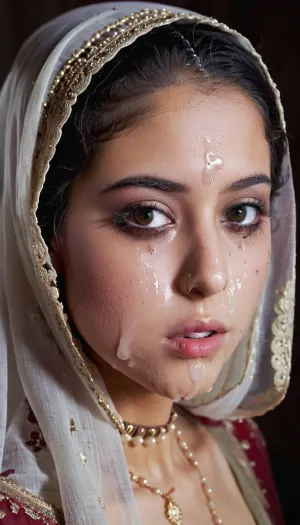 portrait of a, (very petite:1.3), (19 year old), (arabic woman), (lace-hijab), (cum on face), (cum on hijab), (running masqara), (running makeup), . woman, cum, on, face, <lora:JustCum:.9>, ruined, makeup, <lora:ruined1:.8>