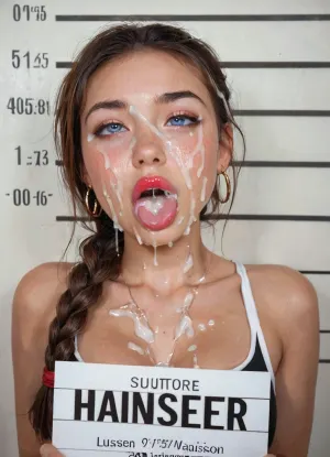 looking like madison beer, madison beer lookalike, looking into camera, eyes half open, a bit naughty look, a bit angry, 1girl, whore, slut, slutty face, blond hair, hair is tied in a bun, lush hair, pink lipstick, large lips, duck lips, perfect face, detailed, ahegao, (rolling eyes), tongue, excessive cum, mugshot, front view, cum on hair, clothed, facial, cum, on, face, breasts, stomach, covered, in, perfect, <lora:Facials:.5>, shy 18 yo girl, youthful face, third Asian, third Latina, third European, mixed race, adorable, slim body, slapped buttocks, slapped on face, beautiful innocent big blue eyes, light freckles, submissive, big round athletic ass, half open eyes, shy, blushing, sensual, long blond hair, one loose braid, luscious sensual lips, red lipsticks, black eyeliner, waist, hourglass figure, ultra detailed, highly detailed, masterpiece, cute, looking at camera, clean face, <lora:Madison_Beer_2020_SDXL_JugX_trigger_m4d1s0n-000076:.8>