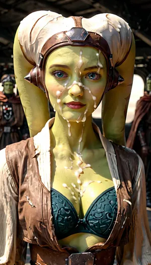 cinematic film still hera syndulla from star wars, raised eyebrow at orgrimmar, medium shot, (green skin:1.2), . shallow depth of field, vignette, highly detailed, high budget Hollywood movie by martin mcdonagh, bokeh, cinemascope, moody, epic, gorgeous, film grain, grainy, large breast, big ass, clothes are ripped, bra showing, cum on her face, cum on clothes, (cum on face:1.2), (cum on clothes:1.3), <lora:Hera_Syndulla_XL:1.1>, Male, Twi'lek, Female, <lora:twi'lek:.8>