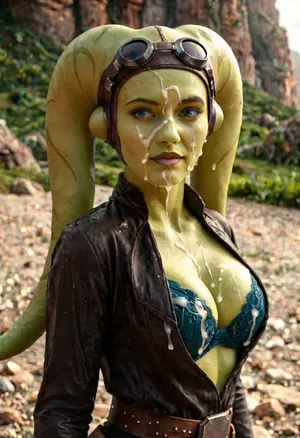 cinematic film still hera syndulla from star wars, raised eyebrow at orgrimmar, medium shot, (green skin:1.2), . shallow depth of field, vignette, highly detailed, high budget Hollywood movie by martin mcdonagh, bokeh, cinemascope, moody, epic, gorgeous, film grain, grainy, large breast, big ass, clothes are ripped, bra showing, cum on her face, cum on clothes, (cum on face:1.2), (cum on clothes:1.3), <lora:Hera_Syndulla_XL:1.1>, Male, Twi'lek, Female, <lora:twi'lek:.8>