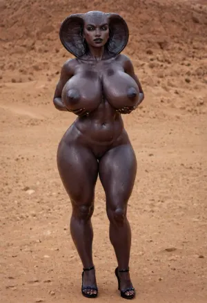 1 person, (anthropomorphic thick female cobra:1.3), beautiful young face, Natural Breasts
Huge boobs
ultra sexy cobra woman general, bigger cobra woman general, bigger lips, thicker lips, saggy breasts, bigger breasts, high heels, milf, cobra woman standing, bounce line, full hug, desert, gigantic saggy breasts, dark shiny skin, huge hips, massive breasts, (big puffy long black nipples), breasts reach midsection, voluptuous body, (naked), high detail, ultrarealism, photorealism, 30mm lens, ISO 100, (ultra high quality), 8k, extremely detailed picture, hyper realistic, HDR, extreme detailed, octane render, (extremely detailed photorealistic body:1.2), photorealistic, hyperdetailed, realistic, hyperrealism, professional photograpy, cinematic photography, (beautiful face:1.1), (beautiful cobra woman:1.5), detailed great face, (Great cobra body features:1.4), cheeky face expression, (smooth high textured black skin:1.3), (realistic sweat:1.4), (total black obsidian-colored skin:1.9), hairless pussy, shaved pussy, (thick black lips), big face, toned stomach, hard nipples, hyper waist, thick thighs, phat thighs, sexy thighs, tight ass, bubble butt, (Best Quality), (photorealistic), (hyperrealistic), intricate details, profesionalphotograpy, hdr, cinematicphotography, real woman human face, 32k, (hyper big tits:1.3), (wide hips:1.2), (thick thights), (hyper big round butt:1.2), (eye shadows), thick body, pawg girl, seductive face, bad, anatomy, hands, feet, flat, chest, big, breasts, huge, gigantic, small, hips, thighs, wide, thick, plump, belly, muscular, female, arms, extra, abs, <lora:badanatomy_SDXL_negative_LORA_SeaArtXL_v1:.6>, <lora:Venus_Body_Alpha:1.3>, raw, lighting, overexposed, harsh, flash, <lora:Rawfully Stylish v0.2_epoch_20:.8>, naga, <lora:NagaSDXL:.8> 1 person, (anthropomorphic thick female cobra:1.3), beautiful young face, Natural Breasts
Huge boobs
ultra sexy cobra woman general, bigger cobra woman general, bigger lips, thicker lips, saggy breasts, bigger breasts, high heels, milf, cobra woman standing, bounce line, full hug, desert, gigantic saggy breasts, dark shiny skin, huge hips, massive breasts, (big puffy long black nipples), breasts reach midsection, voluptuous body, (naked), high detail, ultrarealism, photorealism, 30mm lens, ISO 100, (ultra high quality), 8k, extremely detailed picture, hyper realistic, HDR, extreme detailed, octane render, (extremely detailed photorealistic body:1.2), photorealistic, hyperdetailed, realistic, hyperrealism, professional photograpy, cinematic photography, (beautiful face:1.1), (beautiful cobra woman:1.5), detailed great face, (Great cobra body features:1.4), cheeky face expression, (smooth high textured black skin:1.3), (realistic sweat:1.4), (total black obsidian-colored skin:1.9), hairless pussy, shaved pussy, (thick black lips), big face, toned stomach, hard nipples, hyper waist, thick thighs, phat thighs, sexy thighs, tight ass, bubble butt, (Best Quality), (photorealistic), (hyperrealistic), intricate details, profesionalphotograpy, hdr, cinematicphotography, real woman human face, 32k, (hyper big tits:1.3), (wide hips:1.2), (thick thights), (hyper big round butt:1.2), (eye shadows), thick body, pawg girl, seductive face, bad, anatomy, hands, feet, flat, chest, big, breasts, huge, gigantic, small, hips, thighs, wide, thick, plump, belly, muscular, female, arms, extra, abs, <lora:badanatomy_SDXL_negative_LORA_SeaArtXL_v1:.6>, <lora:Venus_Body_Alpha:1.3>, raw, lighting, overexposed, harsh, flash, <lora:Rawfully Stylish v0.2_epoch_20:.8>, naga, <lora:NagaSDXL:.8>