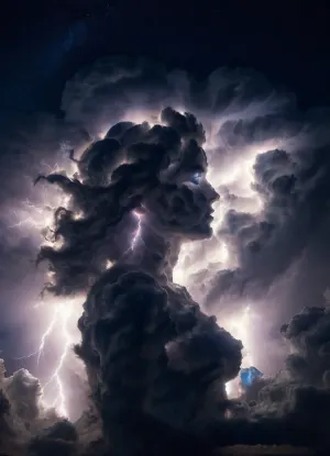 fully body image, stormy clouds, dark sky, a cloud that look like a beautiful young girl, lightning sparking through the clouds, turning face towards viewer, martius_storm woman, <lora:Storm_Cloud_Style_SDXL:.8>, <lora:Aether_Cloud_v1:.8>