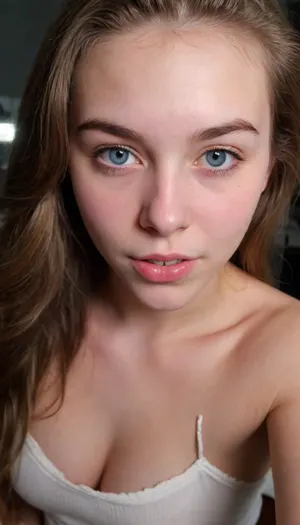 (((Dark Room))), (((little lighting))), (((Night time))), (((camera flash))), light off, (harsh flash:1.2), (((Amateur Photo))), (((candid Photo:1.3))), (Teen:1.8), (shot on an iphone:1.3), strikingly beautiful 18 year old fashion model, posing, amateur Polaroid instant photo, night time dark room, lights off, bad lighting, flash photography, intimate pose, shy smile, long hair covering breasts, brunette, beautiful blue eyes, dark eyebrows, perfect eyes, thick waist, small tits, wide hips, big ass, mouth slightly open, dull look, highest quality, insanely detailed photo, masterpiece, detailed skin texture, (chubby:1.2), flat nipples, braces, teeth, <lora:braces-sdxl:1>