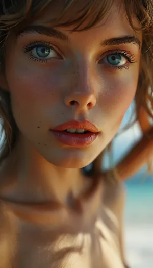 Professional scenic photo, Extremely realistic detailed, ultra realistic smart incredibly beautiful seductive face, young escort woman, super model, 18 years old, (very slim, anorexic figure), long very shapely legs, narrow waist, looks directly at the viewer, stylish long straight multicolored rainbow, (long legs, perfect legs, sensual Seductive, big bright blue eyes, beautiful eyes), flirtatious excited expression, ((posing over viewer on a detailed scenic tropical island beach)), ((erotic nude)), ((viewed from below:1.3)), Focus on meaty realistic vagina, detailed oiled skin, vibrant colors, realistic smooth deeply tanned skin, highly detailed, entire body, ultra realistic, (white skin. smile), HDR photo, best quality, ultra-detailed, masterpiece, finely detail, highres, 8k wallpaper, photorealistic, perfect illumination, best shadow, best shot, ((engaging view)), full scene picture, bhands, perfect fingers, little hands, (5/6th body:1.5), the woman is looking with amazement at viewer, (looking up), detailxl, perfecteyes, <lora:MJ52:.7>, <lora:lora-sdxl-perfect-eyes:.5>, <lora:style_lora_realis:.7>