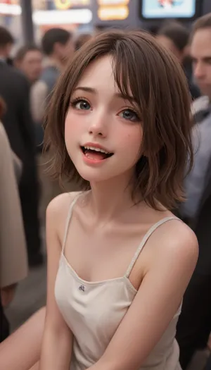 (((from, side))), (((horror, movie))), (((crowd))), ((big, screen)), ((hands, on, own, face)), ((cinema, seating)), mouthe wide open, Cry, Smile, Smiling, Tongue, Sad, WTF, Screaming, Serious, Angry, <lora:Smile_and_Cry_XL:.8>, A beautiful anime-style young woman with fair, smooth skin and vibrant, shoulder-length red hair, styled straight with soft tips framing her face. She has large, expressive blue-grey anime eyes with a soft shimmer, long lashes, and subtly arched eyebrows. Her expression is gently alluring, with a slight smile and a calm, confident gaze.

She wears a delicate olive-green camisole with thin straps, slightly clinging to her figure, subtly hinting at her curves. A white strap from an undergarment peeks through. Her pose is casual yet charming, taken from a selfie-like, slightly top-down angle. A small silver lip piercing and a matching eyebrow piercing add a playful, edgy touch.

Visible tattoos on her left shoulder and right forearm feature elegant script and a heart design, adding depth and character. The background is a softly lit, blurred bathroom interior with light pastel tones, a towel draped on a wooden door, and a simple white stool with purple dots.

Style, Anime, semi-realistic with soft shading, clean lines, mildly seductive aura, warm indoor lighting, selfie perspective. Emphasis on elegance and character personality.