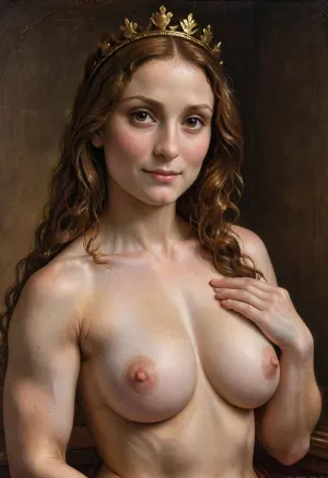 (a painting in the style of Leonardo da Vinci:1.8), a female craftsman builds a humungous glittering crown of large jewels, 6bhnd, dvnc, <lora:484525_training_data:1.8>, <lora:dvnc:1.5>, (small breasts:1.8), seductive smirk, athletic body tone, ((six pack abs)), powerful dynamic pose, uberfit, muscular, athletic, <lora:Super_Eye_Detailer_By_Stable_Yogi_SDPD0:.6>, <lora:uberfit_lora_sdxl:.4>