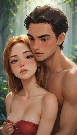 In the heart of the royal kingdom, a young prince of great stature and striking presence walks through the lush royal gardens, his strong frame accentuated by his athletic build. At 24 years old, he commands attention with his tall, imposing figure, his smooth black skin standing in stark contrast to his wild, ginger hair. His features are chiseled and handsome, the epitome of strength and grace, with his sharp, confident gaze reflecting both wisdom beyond his years and the weight of his lineage.

The prince is accompanied by two younger age 19 identical fraternal twins—one male, one female—both of whom possess an ethereal beauty. Though their gender is clear, their platinum blonde hair and violet eyes are the only outward distinction, with both twins carrying an uncanny resemblance to each other, making them appear as a harmonious reflection of one another. The male twin walks with a dignified air, while the female exudes a quiet, observant calmness.

These identical twins, though appearing as noble siblings, are not of royal blood, but rather the offspring of the king’s personal consort, a deeply controversial relationship that has stirred whispers within the court. Their parentage is a well-kept secret known only to a few, though their position in the royal family is undeniable. They are fiercely protective of their royal companion—the prince—and share a bond with him that goes beyond familial duty. Despite their shared lineage with the king's consort, the twins’ status as “outsiders” has not diminished their loyalty or importance to the prince.

Together, the prince and his companions stroll through the gardens—lush, vibrant, and fragrant with the scent of exotic flowers—reflecting the tranquility and peace that exists in the royal palace, even as the undercurrents of courtly intrigue stir just beneath the surface. As they walk, the prince's posture is one of strength, yet his demeanor is soft, carrying the heavy responsibility of his future as ruler, while the twins follow in harmony, silently keeping watch over their royal charge., best quality, 8k, insane details, motion lines, intricate details, hyperdetailed, hyper quality, high detail, ultra detailed, professional, HDR, ray tracing reflection, cinematic lighting, highlydetailedbody, realisticface, highlydetailedhair, insanelydetailed, 8K.highdetailedskin, highresolution, perfectfingers, (j_cartoon:1.5), Drawing, tyxla, <lora:tyla_juggerX_xl_1_st_wocap-tyxla-000086:2>, <lora:detailed_notrigger:1>, <lora:samdoesarts1.1-000030:.4>, <lora:J_cartoon:.3>, <lora:Animated_Concept:.4>