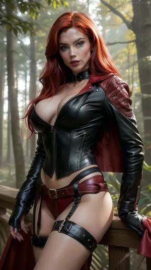 Ariel from The Little Mermaid, red hair, having sex on the deck of a galleon, sex, dick in vagina, rainy day, wet body, hands tied behind back, slave collar, detailed background, Beautiful Hot Italian 30 yers old, skinny, (((tight form fitting leather jacket))), unzip jacked with hand, bare medium rounded breasts, beautiful, gorgeous, stunning, unbuttoned, unzipped, open jacket, (((very long black hair))), (((exposed navel, exposed bellybutton))), tits exposed, stomach exposed, muscular abs, (bitting her lips), waist, small hips, white background, ((lateral view)), Red Riding Hood in wonderland forest background, anthropomorphic wolf on background, red silk head cape, Craft an image of a woman with luminescent Green eyes and ginger hair, clide in a Red Riding Hood style underbust corset, silk stockings with support, with open shaved pussy, steampunk, rich in detail and frills, big anthropomorphic wolf, The setting is ethereal, with a backdrop fantasy forest that accentuates the ornate outfit. Ensure ultra-high-detail, photorealism, and crystal clear 32k resolution for a true masterpiece, perfect breasts, cutout, clothing, nipples, underbust, corset.