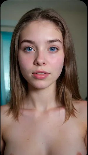 (((Dark Room))), (((little lighting))), (((Night time))), (((camera flash))), light off, (harsh flash:1.2), (((Amateur Photo))), (((candid Photo:1.3))), (Teen:1.9), 18 year old fashion model, posing, amateur Polaroid instant photo, night time dark room, lights off, bad lighting, flash photography, intimate pose, long hair, exposed breasts, brunette, ((bright blue eyes)), dark eyebrows, perfect eyes, thick waist, small tits, wide hips, big ass, highest quality, insanely detailed photo, masterpiece, detailed skin texture, (chubby:1.3), (mouth slightly open with dull look:1.3)