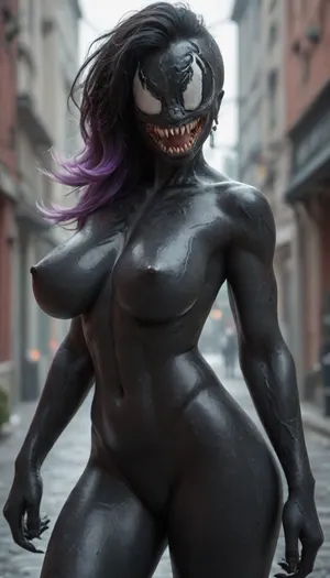 ((((Sombra)))), ((((((furry venom skin)))))), big breasts, score_9, score_8_up, score_7_up