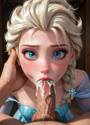 masterpiece, best quality, highly detailed, (anime:1.2), BREAK, male pov, ((elsa from frozen)), sucking on a large penis, penis awe, oral creampie, cum overflow, cum spurting from mouth, ahegao blush, natural b cup boobs, ahegao, <lora:Animated_Concept:1>