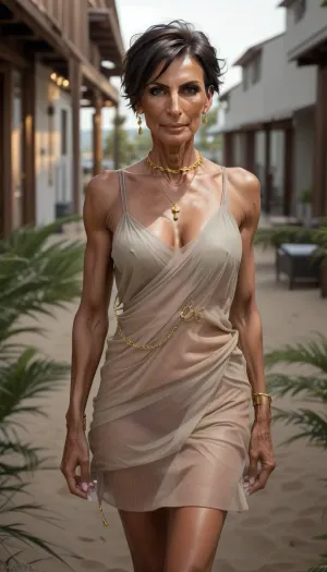 1girl on wooden motor boat, naked mature milf woman, (53 years old:1.5), ((very dark tanned)), very exhausted face, european, ((elegant mohawk hair)), dark blonde, big green eyes, long slim neck, (long narrow face with a defined jaw line and high cheek bones, prominent jawbone:1), athletic sinewy tall body, hip chain, (flat greek sandals:.9), flat breasts, ((hip chain)), anklet, green nails, pubic hair, vascular, ((long legs:1)), (toe rings), high arches, glowing skin, (soft morning light), outdoor, deck, hamptons, Martha’s Vineyard, New England, standing at the deck, (large gold arm cuffs), (large gold ankle cuffs), green luxury leather harness, uberfit, muscular, athletic, look, at, my, prompts, stephruhl, s0fie_m, bounty4483b, bs_indiasummer, <lora:weight_slider_v2:-1>, <lora:age_slider_v20:2>, <lora:FDSkinDetails:.6>, <lora:epiCRealismHelper:.8>