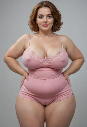 Armenian, 85 year old mature, gilf, fat, obese, huge hips, very wide hips, narrow waist, fully dressed, auburn, blue eyes, big eyes, pink satin highwaist shorts, big fupa, downblouse, nipslip, areola slip, satin material, pink satin camisole, (cellulite), (cameltoe:1.5)