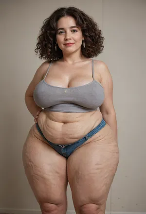Armenian, 85 year old mature, gilf, fat, obese, huge hips, very wide hips, narrow waist, fully dressed, straight hair, gray, big eyes, pink satin highwaist shorts, big fupa, downblouse, nipslip, areola slip, satin material, gray satin camisole, (cellulite:1.4), saggy, droopy