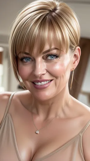 (Close-up:1.3), portrait photo a mature chubby woman, sagging, fat round face, double chin, 60 years old Woman, blue eyes, chestnut layered haircut, strong jawline, seductive smile, lips parted, teeth showing, mouth open, looking at viewer, (solid blank background:1.3), eye level shoot, film grain, style by Flora Borsi, OverallDetail, satin v-neck spaghetti strap camisole, with, pokies, <lora:pokies_9:.5>