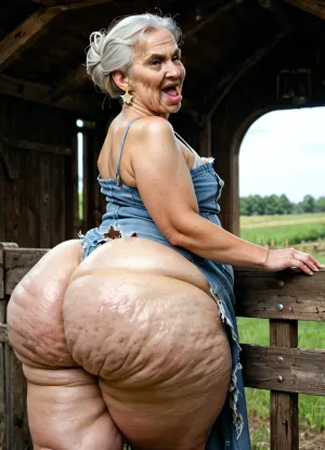 ultra realistic, side view, very old 80 years old woman, square body shape, obese, bulging buttocks, super big nose, double chin, round cheeks, bouncing butt, big fat obese mature vietnamese grandmother, white hair, plump chubby stacked woman, slightly cellulite, very old, fat, plump, flat chest, worn farmer grandmother farm dirty muddy linen dress, unbuttoned, ripped torn, messy dirty hair, oversized rounded butt, hairbun, good hands, perfect fingers, oversized hips, super big round butt, ((super rounded butt, gigantic curvy butt)), inside an old abandoned pigsty, ohwx25, woman, very surprised, disgusted, upset, detailed mouth, detailed angry face, Endless_Up_SDXL_Neg, farm grandmother, angry, calm, <lora:angry:1.4>, star, trek, ds9, <lora:trek-captioned-1000-highlycurated-wd14:1>