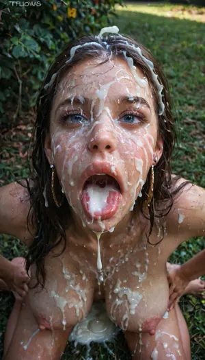 realistic cum, (cum on tits:1.4), cum on, (Cum flows:1.5), (cum on body:1.4), cum on hair, (cum on face:1.7), bukkake, ((body covered with semen)), (mouth wide open:1.4), (mouth filled with cum:1.5), beautiful face, (cum on hair:1.3), woman, cum, on, face, nude, in a park, full body view, huge tits, <lora:JustCum:1.4>, <lora:678016_training_data:1.9>, <lora:cum_in_eye_deepmind:1.4>