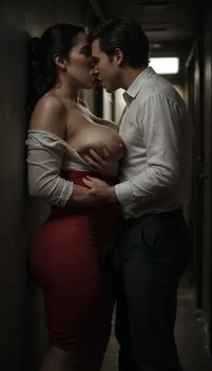 sensual south indian, (mature milf), standing, very beautiful and hairy pubic area, hairy pussy, natural slightly saggy breasts, (Off-Shoulder White Shirt, Long Sleeves, Bare Shoulders, Red Skirt), open in the front, spread legs, dark hallway scene, ((thick pubic hair)), bun hairstyles. 27 year old man, ((statuary man, short black hair, fully dressed)), Highest quality, masterpiece, best quality, finest details, in a subway station, ((Insanely hot busty innocent looking chubby south indian woman standing against wall in a hallway)), (groping crotch:1.3), ((big breasts)), black wavy long hair, ((unbuttoned)), one breast falling out, cleavage, ((man violently covers her mouth + gropes her exposed breast + pins her against wall:1.5)), ((orgazm face)), perfect hands, perfect fingers, perfect anatomy, realistic skin, skin pores, freckles, moles, spots, wrinkles, dent, ((Venus)), body, breasts, ass, (side view:1.5), . detailxl, cinematic lighting, neon glare, red and blue soft additional colors, (Low-key), lighting, Style, dim, low, dramatic, large, big, boobs, huge, tits, backlight, style, hair, light, dim light low key style, (colorful modern neon art in the background, red and cyan complementary colours:1.2), <lora:add-detail-xl:1>, <lora:hrg:.7>, <lora:dark:.3>