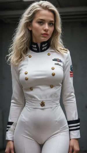 Battleship captain, sexy tight white uniform, <lora:add-detail-xl:1.9>