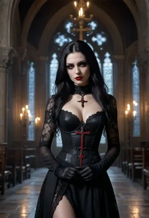Dark elegance: a gothic vampire's entrancing dance in an 8k medieval castle - scoring 9 in the bce 3m0 punk g1rl genre
