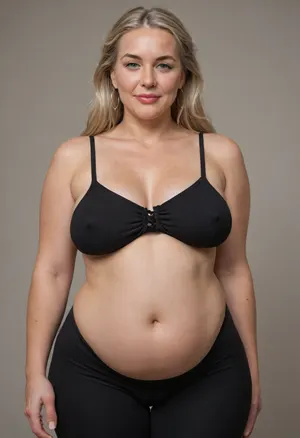 Mature, gilf, granny, pregnant, 80 years old, (oversized ssbbw:1.4), ., (Oversized thick thighs and oversized wide hips:1), . Oversized wide thin camisole. Long hair, Natural dark blonde hair, thick. Freckles on face. Long eyelash. Full lips, lipstick. Tight highwaist yoga pants. Hoop earrings. Seductive posing. Seductive smile. Fupa. Light green eyes, sagging, drooping, plump, puffy cameltoe, bulging