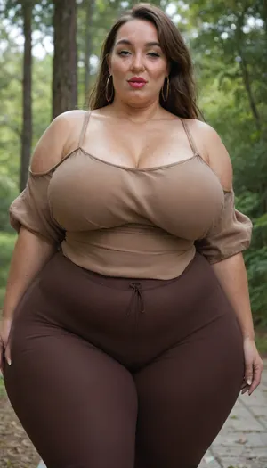 Mature, gilf, 80 years old, (oversized ssbbw:1.3), ., (Oversized thick thighs and oversized wide hips:1), . Oversized wide thin camisole. long hair, Natural brown hair, thick. Freckles on face. Long eyelash. Full lips, lipstick. Tight highwaist yoga pants. Hoop earrings. Seductive posing. Seductive smile. Fupa. Light green eyes, sagging, drooping, bulging cameltoe, puffy, plump