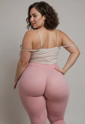 Mature, gilf, 80 years old, (oversized ssbbw:1.3), ., (Oversized thick thighs and oversized wide hips:1), . Oversized wide thin camisole. Natural brown hair, thick. Freckles on face. Long eyelash. Full lips, lipstick. Tight highwaist yoga pants. Hoop earrings. Seductive posing. Seductive smile. Fupa. Light green eyes, sagging, drooping, bulging cameltoe, puffy, plump, bottomheavy, big, ass, huge, gigantic, thick, thighs, massive, <lora:bottomheavy_v1_sdxl_tags:.8>