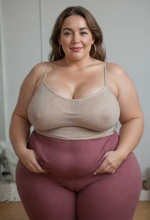 Mature, gilf, 80 years old, (oversized ssbbw:1.5), ., (Oversized thick thighs and oversized wide hips:1.2), . Oversized wide thin camisole. Natural brown hair, thick. Freckles on face. Long eyelash. Full lips, lipstick. Tight highwaist yoga pants. Hoop earrings. Seductive posing. Seductive smile. Fupa. Light eyes, sagging, drooping, bulging cameltoe, puffy, plump, blonde, wrinkles, jewelry, long, hair, short, smiling, 1girl, blue, eyes, <lora:Older_woman-000008:.8>