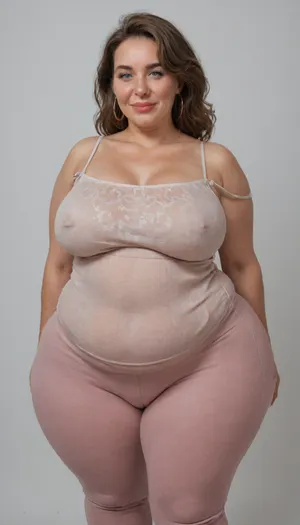 Mature, gilf, 80 years old, (oversized ssbbw:1.5), ., (Oversized thick thighs and oversized wide hips:1.2), . Oversized wide thin camisole. Natural brown hair, thick. Freckles on face. Long eyelash. Full lips, lipstick. Tight highwaist yoga pants. Hoop earrings. Seductive posing. Seductive smile. Fupa. Blue eyes, sagging, drooping, bulging cameltoe, puffy, plump, blonde, wrinkles, jewelry, long, hair, short, smiling, 1girl, blue, eyes, <lora:Older_woman-000008:.4>