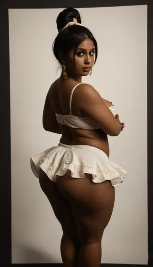 3/4 view, (Interracial sex between one South Indian girl and one Caucasian man:1), (traditional south indian girl:1.5), (Dark brown skin girl:1.5), (white skin man:1), (curvaceous girl:1), (thick and chubby girl with pudgy tummy), (very wide hips, chunky butt, indian aunty ass:1), petticoat, woman, <lora:epoch-000112:.8>, <lora:woman_squat_xl_lora-000031:.8>, <lora:dark:.5>