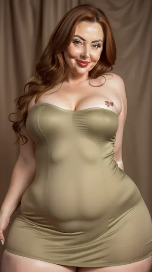 Spanish, chestnut hair, obese, gilf, (Close-up:1), portrait photo a mature chubby gilf, fat bosom, fat round face, double chin, 70 years old Woman, big eyes, green eyes, layered haircut, chubby jawline, pokies, seductive smile, lips parted, (mouth open:1.3), teeth showing, big lips, looking at viewer, (solid blank background:1.3), eye level shoot, film grain, style by Flora Borsi, OverallDetail, satin sleeveless spaghetti strap minidress, fupa, cameltoe, (areola slip), wide, hips, tt_saggy, tt_flat, plump, fat, <lora:hips-10:.6>, <lora:tt_saggy:.3>, <lora:plump_control_v1.0:1.1>