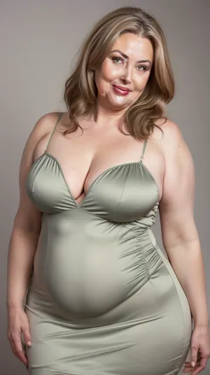 Brunette and gray hair, obese, gilf, (Close-up:1), portrait photo a mature chubby gilf, fat bosom, fat round face, double chin, 70 years old Woman, big eyes, green eyes, layered haircut, chubby jawline, pokies, seductive smile, lips parted, (mouth open:1.3), teeth showing, big lips, looking at viewer, (solid blank background:1.3), eye level shoot, film grain, style by Flora Borsi, OverallDetail, satin sleeveless spaghetti strap minidress, fupa, cameltoe, (areola slip), wide, hips, tt_saggy, tt_flat, plump, fat, saggy, sagging, droopy, <lora:hips-10:.4>, <lora:tt_saggy:.5>, <lora:plump_control_v1.0:1.3>