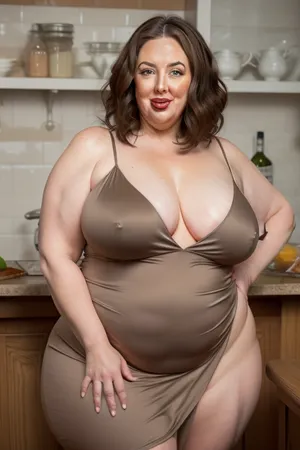 Brunette and gray hair, obese, gilf, (Close-up:1), portrait photo a mature chubby gilf, fat bosom, fat round face, double chin, 70 years old Woman, big eyes, green eyes, layered haircut, chubby jawline, pokies, seductive smile, lips parted, (mouth open:1.3), teeth showing, big lips, looking at viewer, (solid blank background:1.3), eye level shoot, film grain, style by Flora Borsi, OverallDetail, satin sleeveless spaghetti strap minidress, fupa, cameltoe, (areola slip), wide, hips, tt_saggy, tt_flat, plump, fat, saggy, sagging, droopy, <lora:hips-10:.6>, <lora:tt_saggy:.3>, <lora:plump_control_v1.0:1.6>, bar background