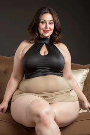 Armenian, obese, gilf, (Close-up:1), portrait photo a mature chubby gilf, fat bosom, fat round face, double chin, 70 years old Woman, big eyes, green eyes, chestnut layered haircut, chubby jawline, pokies, seductive smile, lips parted, (mouth open:1.3), teeth showing, big lips, looking at viewer, (solid blank black background:1.3), eye level shoot, film grain, style by Flora Borsi, OverallDetail, satin sleeveless spaghetti strap minidress, fupa, (cameltoe), (areola slip), wide, hips, tt_saggy, tt_flat, plump, fat, saggy, sagging, droopy, sitting on a couch, <lora:hips-10:.6>, <lora:tt_saggy:.3>, <lora:plump_control_v1.0:1.5>