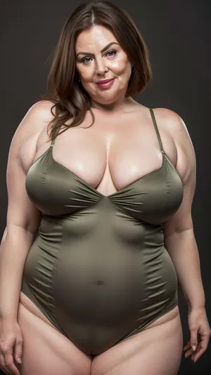 Obese, gilf, (Close-up:1), portrait photo a mature chubby gilf, fat round face, double chin, 70 years old Woman, big eyes, green eyes, chestnut layered haircut, chubby jawline, pokies, seductive smile, lips parted, (mouth open:1.3), teeth showing, big lips, looking at viewer, (solid blank black background:1.3), eye level shoot, film grain, style by Flora Borsi, OverallDetail, satin sleeveless spaghetti strap minidress, fupa, (cameltoe), (areola slip), wide, hips, tt_saggy, tt_flat, plump, fat, saggy, sagging, droopy, <lora:hips-10:.3>, <lora:tt_saggy:.2>, <lora:plump_control_v1.0:1.2>