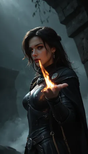 She is a striking and formidable presence, a woman forged by battle, bound by pacts, and driven by vengeance. At 40 years old, she carries the air of someone who has stared down both mortal threats and unknowable powers. Her steely grey eyes are sharp and unreadable, set into a face of fair skin weathered by war and lit by quiet intensity. Her black hair is swept back with disciplined care lending a dignified edge to her otherwise grim demeanor.

Her form is clad in dark half-plate armor, functional yet marked with faint, arcane etchings that seem to shift subtly in the light. Slung across her back is a large shield emblazoned with a phoenix, a symbol of burning judgment, resurrection, and undying purpose.

At her hip rests Dragonclaw, a masterfully forged silvered rapier. Its blade gleams with moonlit sharpness, able to pierce both flesh and the unnatural. The hilt is fashioned like a dragon’s talon clenching a garnet that pulses faintly with eldritch energy — a perfect synthesis of elegance, danger, and arcane force.

Once a duelist of the College of Swords, she fought with style, precision, and a flair that masked deeper wounds. But performance gave way to desperation when she sought out forbidden power — and found her.

Her warlock patron is a dark, mysterious lady known only in shadows and fragments. She speaks in riddles, in lullabies turned unsettling, her voice like silk over razors. Her presence is cloaked in moonless night, veiled in illusions and dreams. She never shows her true face — only silhouettes, shifting masks, or reflections in still water. Whether out of mercy, pride, or a deeper game, she does not know. But her unseen eyes are always on her. Her gifts are potent — fire that does not burn, whispers that carry through silence, and truths that twist like blades.

Years later, when betrayal seared what remained of her idealism, she took the Oath of Vengeance. She no longer believes in mercy for the wicked, only the pursuit of justice, unflinching and absolute. Now, every strike of her blade carries not just skill, but wrath, hers, the divine’s, and perhaps her patrons.

She is not a hero, nor a villain. She is a reckoning. A blade guided by shadowed hands, a woman driven by purpose and haunted by beauty she will never see unveiled. Where she walks, silver flashes, fire flickers, and justice, one way or another, is done.

realistic detailed face, realistic detailed hair, realistic detailed body, realistic detailed skin, random view angle, random pose, detailxl, hkstyle, <lora:dark:1>, <lora:add-detail-xl:1.5>, <lora:style_lora_realis:.5>, <lora:hkstyleV5:.8>