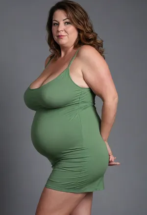 3/4 side view, Full body shot, 50 year old woman, green eyes, thin spaghetti strap minidress, obese, plump, chubby, big hips, wide hips, curvy, small floppy breasts, sagging breasts, deflated breasts, tan lines, brown hair, upturned nose, SaggySlimXL, <lora:updated_saggy_slim:1>, <lora:clothed_small:.5>