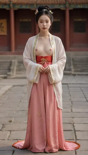 black hair, Angelababy, The female emperor of ancient China, (), ((no_makeup, Make a tired face, close your eyes:1.2)), ((face veil hidden visage:1.2)), (tears dripping:1.2), (mouth open:1.2), (((Embarrassed expression, blushing shameful depressed painful submissive expression, mask:1.5))), sitting on a throne, very rich, ultra realistic smart incredibly beautiful seductive face, young escort woman, super model, 18 years old, slim figured, narrow waist, looks directly at the viewer, Full body photo, long legs, bare lower body, without underwear, exposed genitals, female genitals with abundant pubic hair, pulling open clothes with both hands to reveal full breasts, (standing in the The Forbidden City:1.3), (Extremely expensive ancient Chinese clothing. Floor length skirt. perfect legs. Sensual Seductive. big eyes. beautiful eyes. updo:1.2), silver earrings and a necklace, magnificent hall, (seduce. sexy. want to fuck:1.3), (white skin. smile:1.1), HDR photo, best quality, ultra-detailed, masterpiece, finely detail, highres, 8k wallpaper, photorealistic, perfect illumination, best shadow, best shot, soft lighting, bhands, (perfect fingers. perfect hands:1.2), ., szhf, dress, <lora:szhf:.8>, <lora:FD_XL_ENF:1.5>