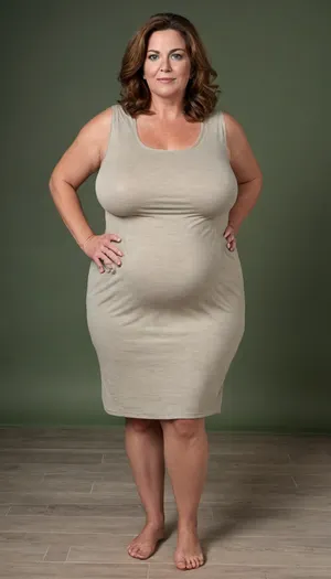 Full body shot, beautiful 50 year old woman, green eyes, thin minidress, fupa, obese, chubby, plump, wide hips, big hips, curvy, small floppy breasts, sagging breasts, deflated breasts, tan lines, brown hair, SaggySlimXL, <lora:updated_saggy_slim:1>, <lora:clothed_small:.5>